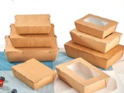 Disposable packing box kraft paper mixed with lid salad bento fast food fried rice box fried chicken roast takeout paper box